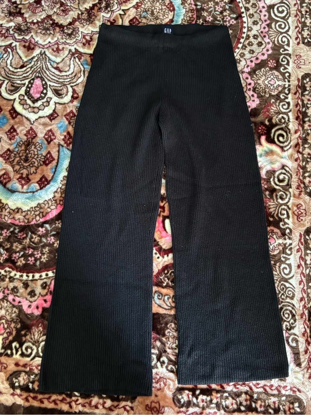 GAP Black Ribbed Wide-Leg Kids Leggings medium nwt